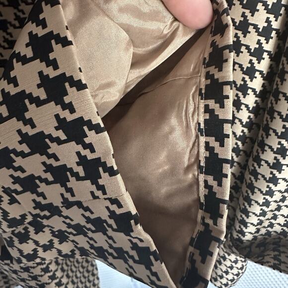 Silkland Black & Tan Pure Silk Houndstooth Shacket Jacket Button Career 2x - Picture 5 of 9